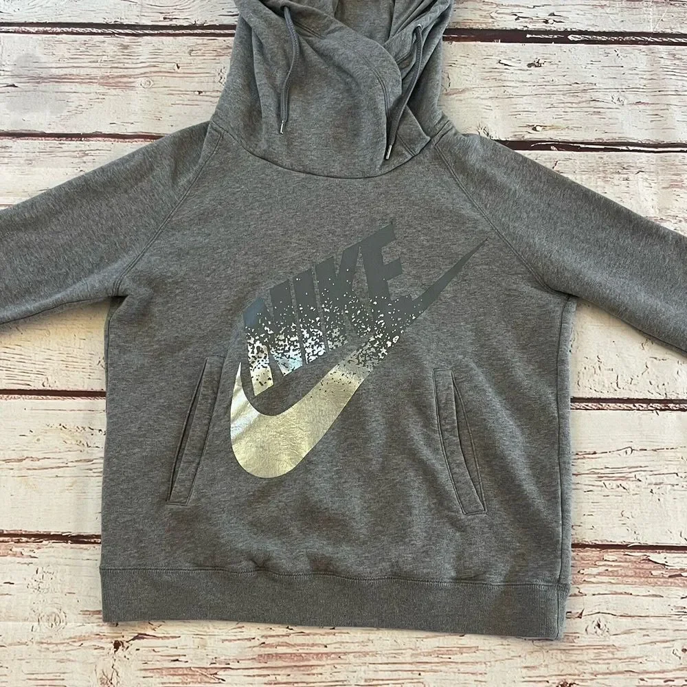 Nike Women's‎ Hoodie Pullover Size Medium Activewear Gray Orange Tag